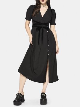 Disturbia Disturbia Brae Wrap Centipede Button Midi Dress