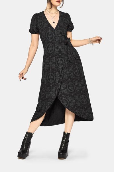 Disturbia Disturbia Cameo Floral Printed Wrap Dress
