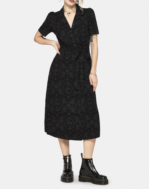 Disturbia Disturbia Cameo Floral Tie Belt Midi Shirt Dress