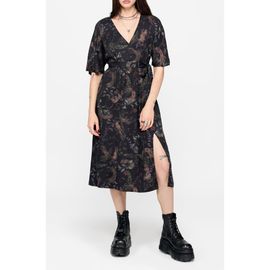 Disturbia Disturbia Curio Print Wrap Front Midi Dress