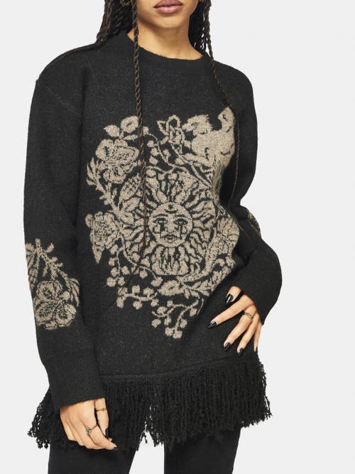 Disturbia Disturbia Dia Fringe Hem Jacquard Knit Sweater