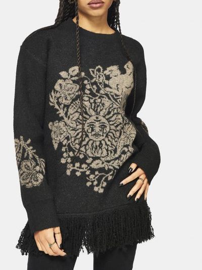 Disturbia Disturbia Dia Fringe Hem Jacquard Knit Sweater