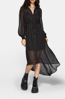 Disturbia Disturbia Eimhir Chiffon High-low Midi Shirt Dress