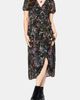 Disturbia Disturbia Elide Black Orchid Wrap Midi Dress  - 1