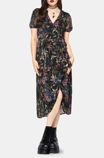 Disturbia Disturbia Elide Black Orchid Wrap Midi Dress 