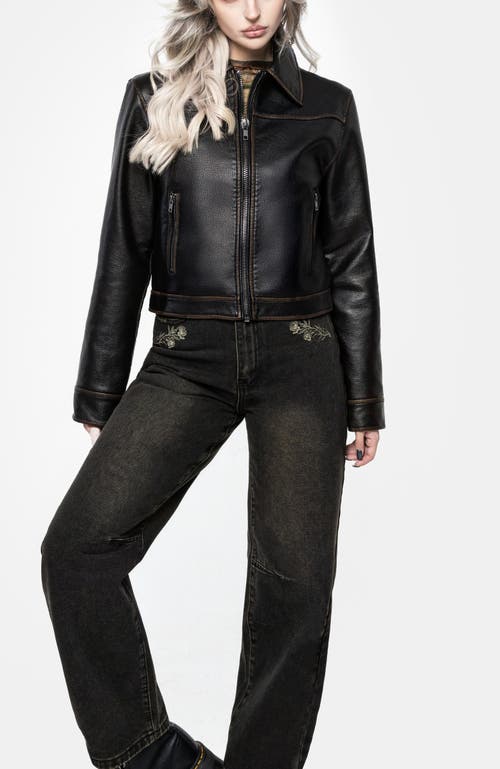 Disturbia Disturbia Ermania Crop Faux Leather Jacket