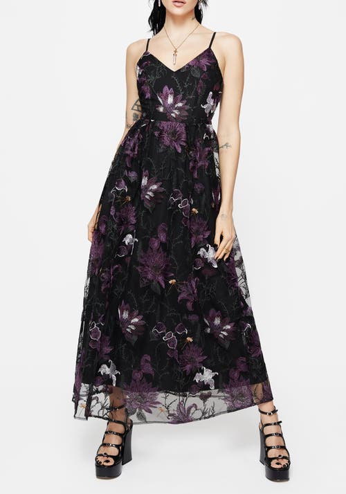 Disturbia Disturbia Estrid Embroidered Mesh Maxi Dress