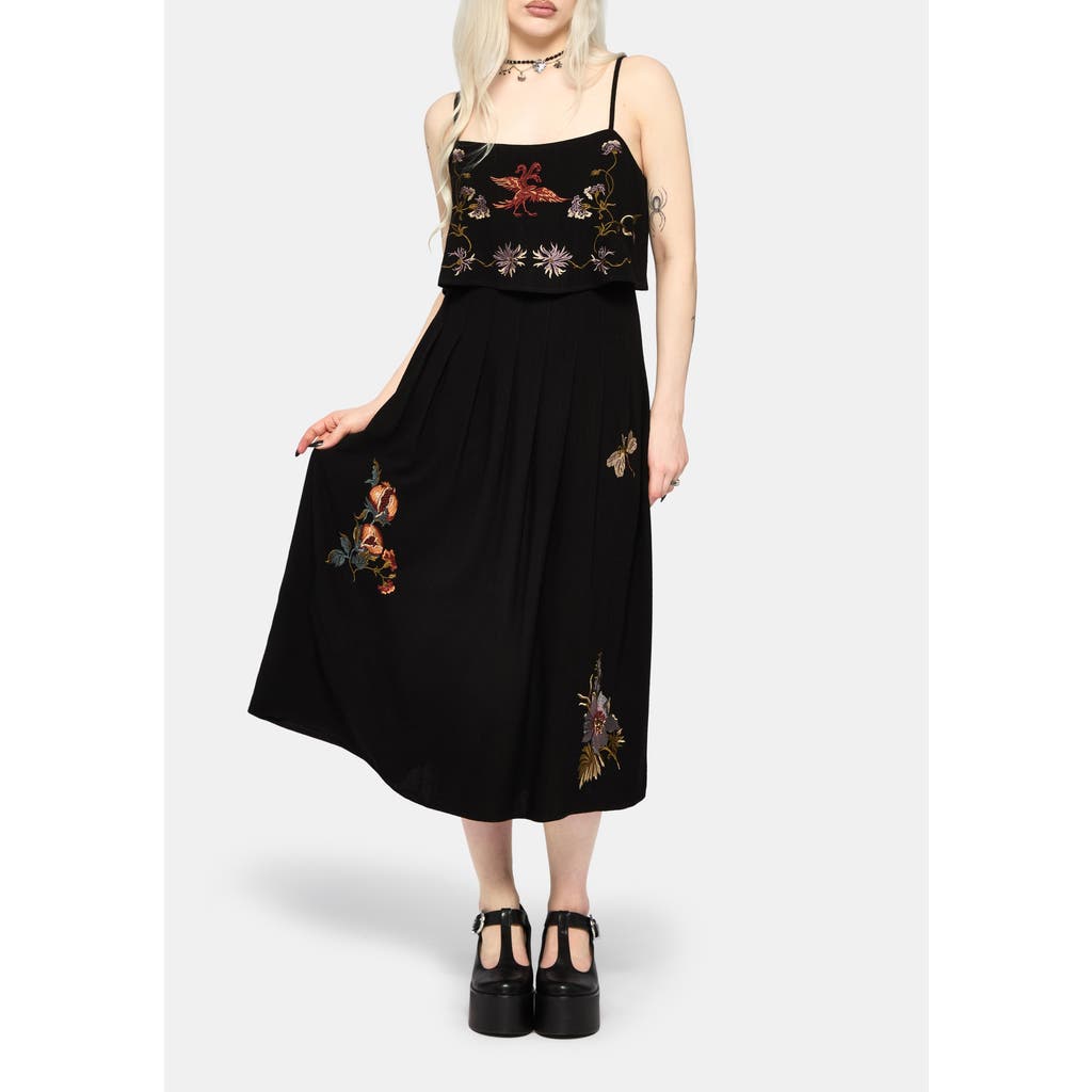 Disturbia Disturbia Genevra Embroidered Overlay Midi Dress