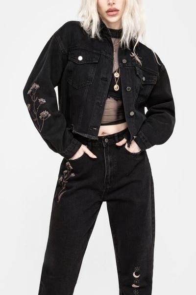 Disturbia Disturbia Griffinfly Distressed Denim Jacket