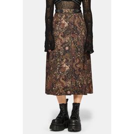 Disturbia Disturbia Haunt Medieval Print Buckle Midi Skirt