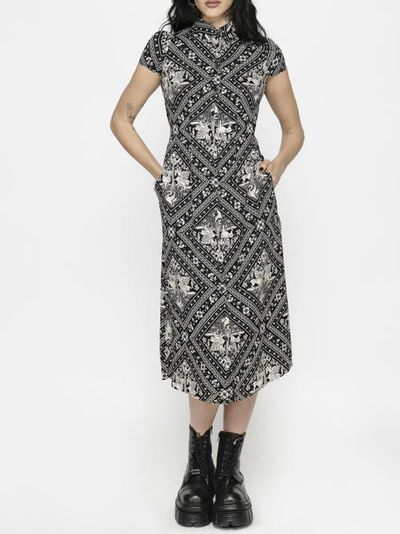 Disturbia Disturbia Hexweave Fitted Midi Shirt Dress