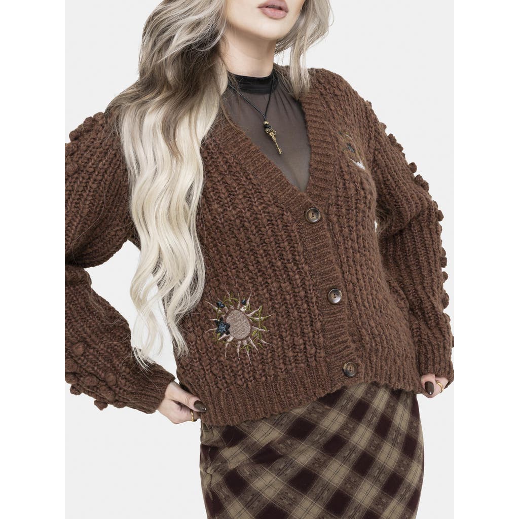Disturbia Disturbia Isla Chunky Embroidered Knit Cardigan