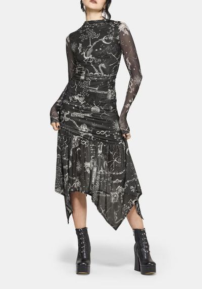Disturbia Disturbia Isolde Medieval Map Mesh Midaxi Dress