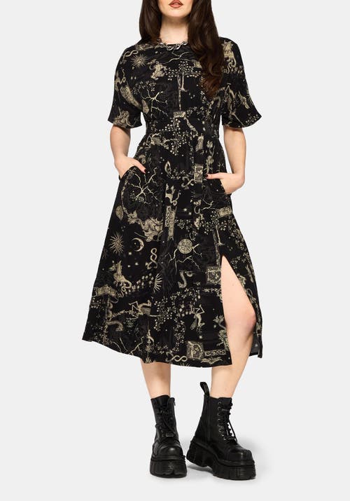Disturbia Disturbia Isolde Medieval Map Tie Back Midi Dress