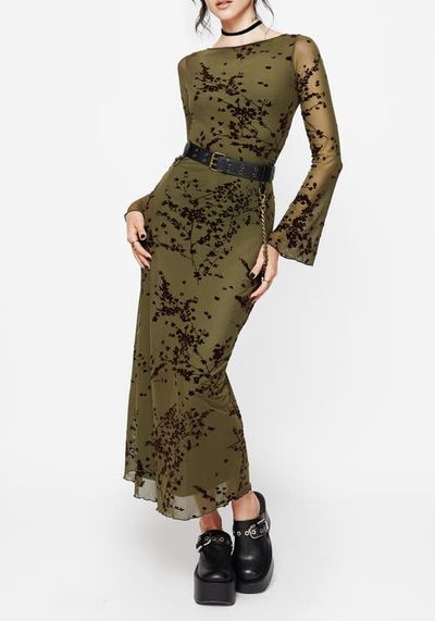 Disturbia Disturbia Jael Flocked Devoré Midi Dress