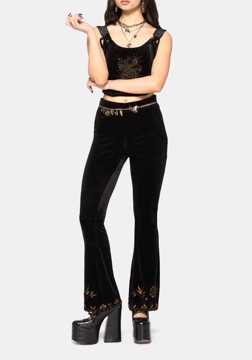 Disturbia Disturbia Kobra Velour Embroidered Flare Trouser