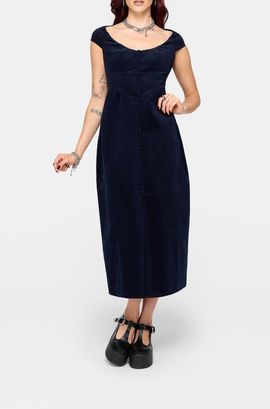 Disturbia Disturbia Leona Off-shoulder Cord Midi Dress