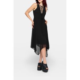 Disturbia Disturbia Luciana Lace Up Neck Chiffon Midi Dress