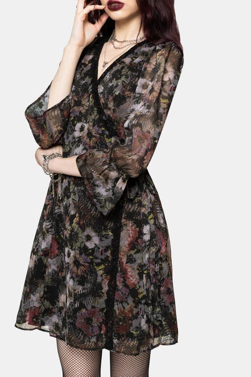 Disturbia Disturbia Mortua Grunge Floral Print Mini Dress