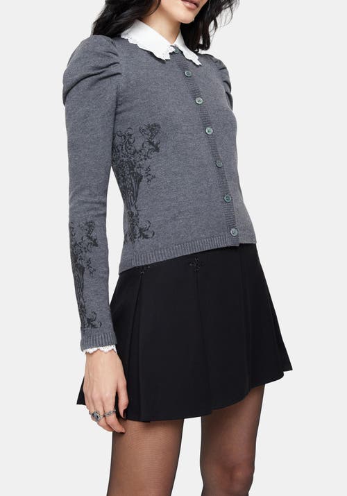 Disturbia Disturbia Nia Puff Sleeve Arch Knit Cardigan