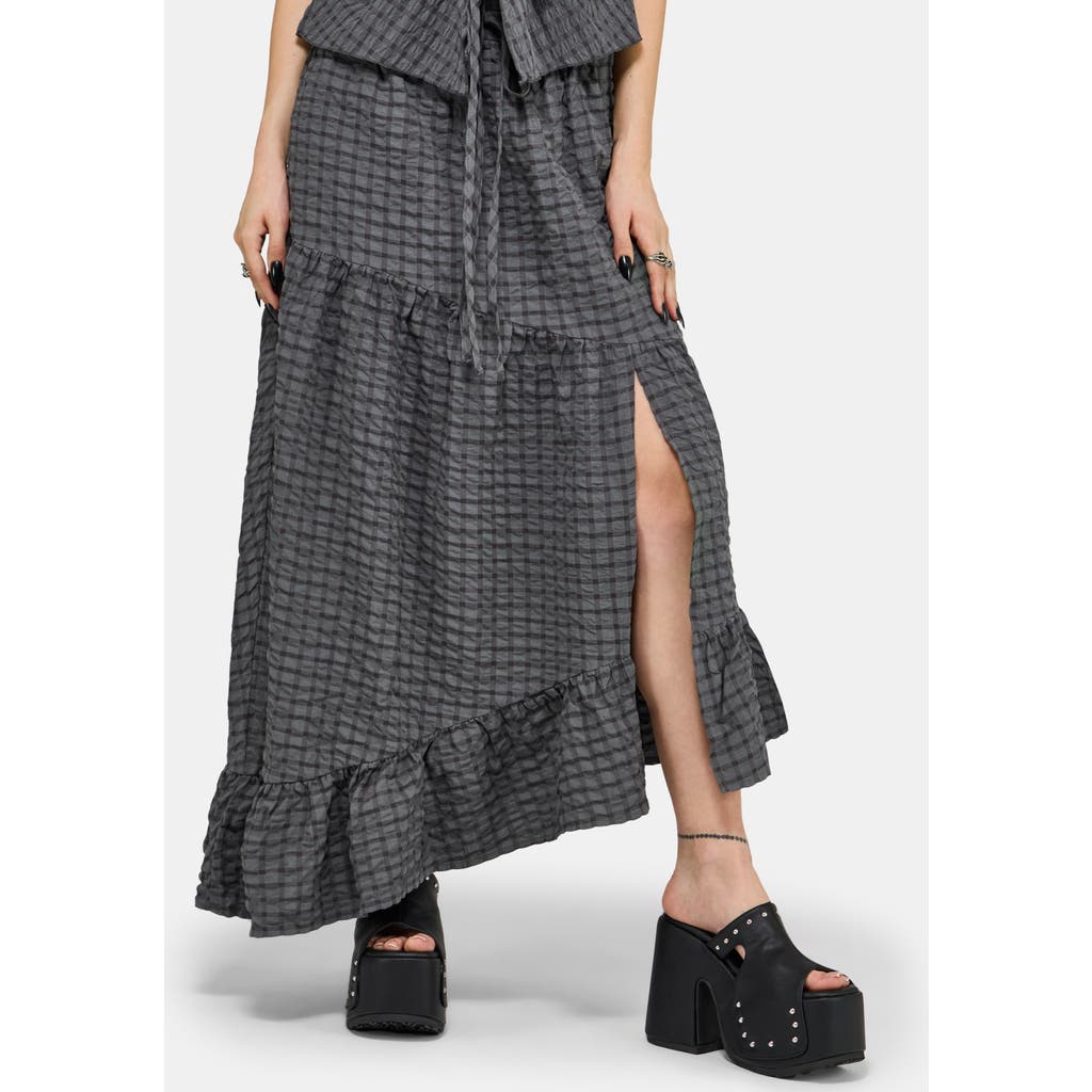 Disturbia Disturbia Nimira Check Asymmetrical Maxi Skirt