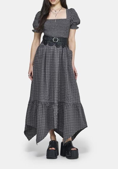 Disturbia Disturbia Nimira Check Handkerchief Hem Midi Dress