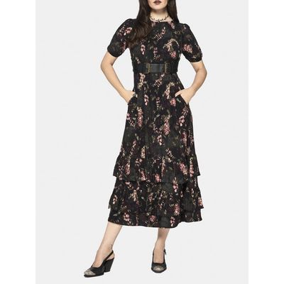 Disturbia Disturbia Noctua Owl Foxglove Tiered Midaxi Dress