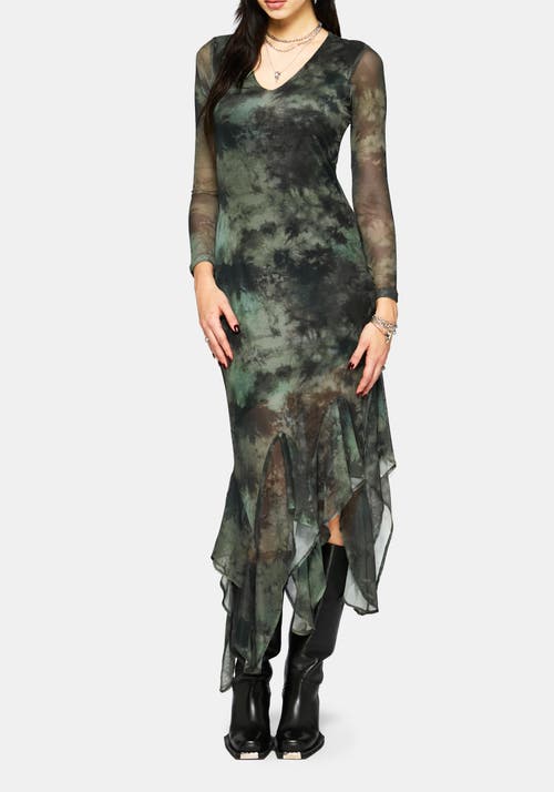 Disturbia Disturbia Nova Mesh Long Sleeve Tie Dye Maxi Dress