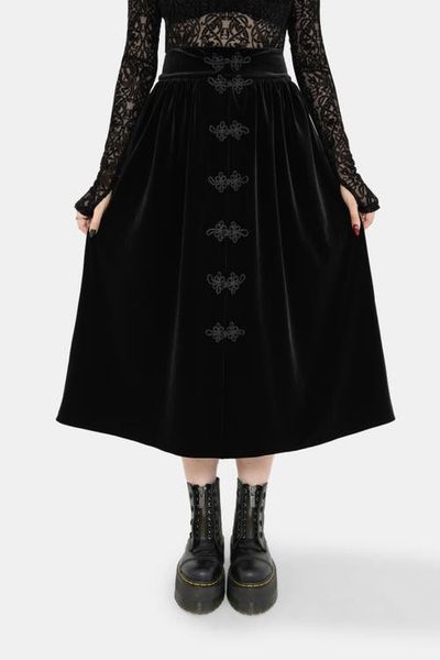 Disturbia Disturbia Nova Velour Frog Closure Midi Skirt