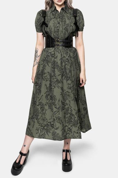 Disturbia Disturbia Orla Foxglove Print Shirred Midaxi Dress