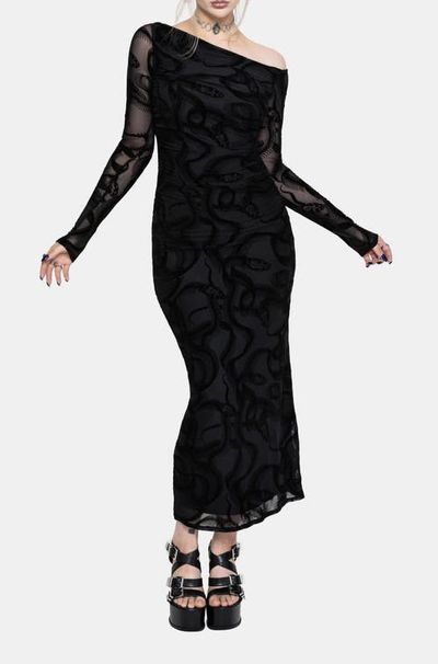 Disturbia Disturbia Paleo Flocked Mesh Maxi Dress