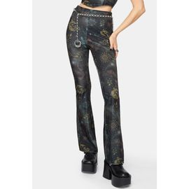 Disturbia Disturbia Phoenix Dragon Velour Flare Trouser