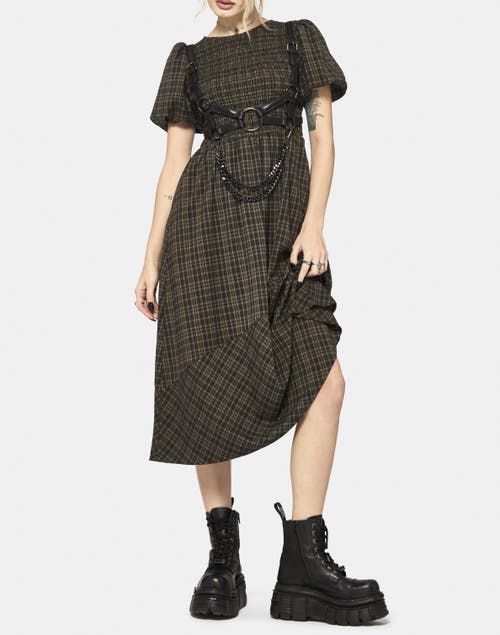 Disturbia Disturbia Rhiannon Check Shirred Bodice Midi Dress