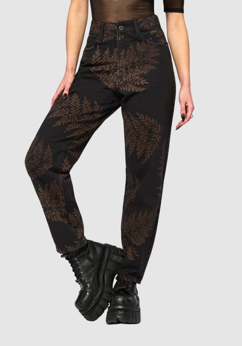 Disturbia Disturbia Ruin Fern Printed Barrel Leg Denim Jeans