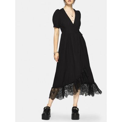 Disturbia Disturbia Sorelle Lace Hem Wrap Midaxi Dress