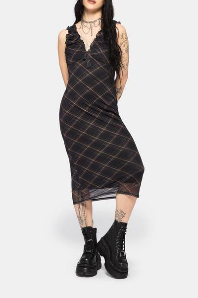 Disturbia Disturbia Sorrowelle Checked Mesh Midi Dress