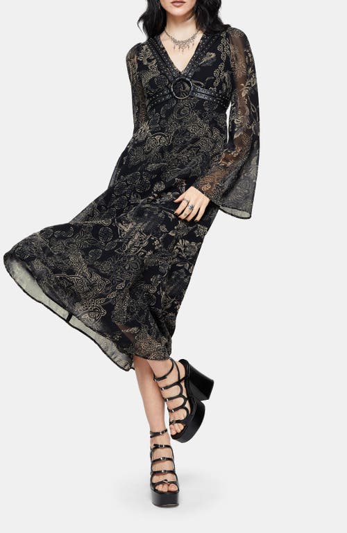 Disturbia Disturbia Surge Celtic Ruffle Neck Midi Dress