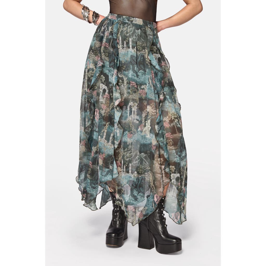 Disturbia Disturbia Thalassa Print Hanky Hem Midi Skirt