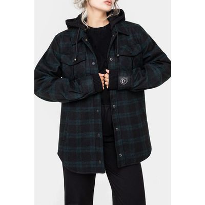 Disturbia Disturbia Trellis Hooded Check Shacket