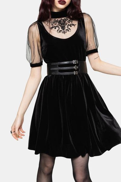 Disturbia Disturbia Trixie Velour Mesh Mini Dress