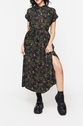Disturbia Disturbia Wither Fern Print Midi Shirt Dress