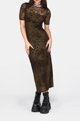 Disturbia Disturbia Zuri Flocked Ruched Bust Midi Dress