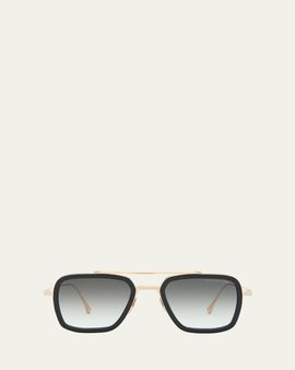 Dita Men's Flight 006 Double Bridge Metal Aviator Sunglasses