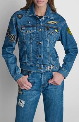 DKNY DKNY 1989 Pins & Patches Denim Trucker Jacket