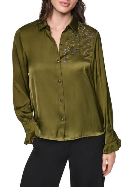 DKNY DKNY Animal Heat Set Studs Satin Button-Up Shirt