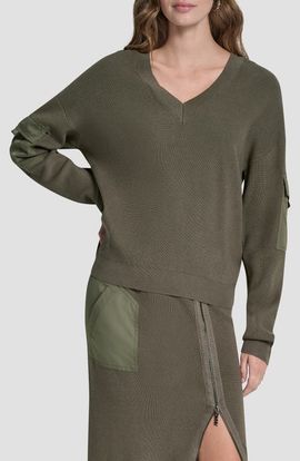 DKNY DKNY Cargo Sleeve Rib Sweater