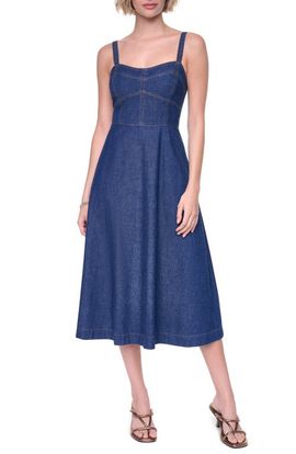 DKNY DKNY Crosby Contrast Stitch Denim Midi Dress
