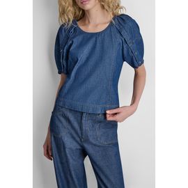 DKNY DKNY Crosby Lantern Sleeve Denim Top