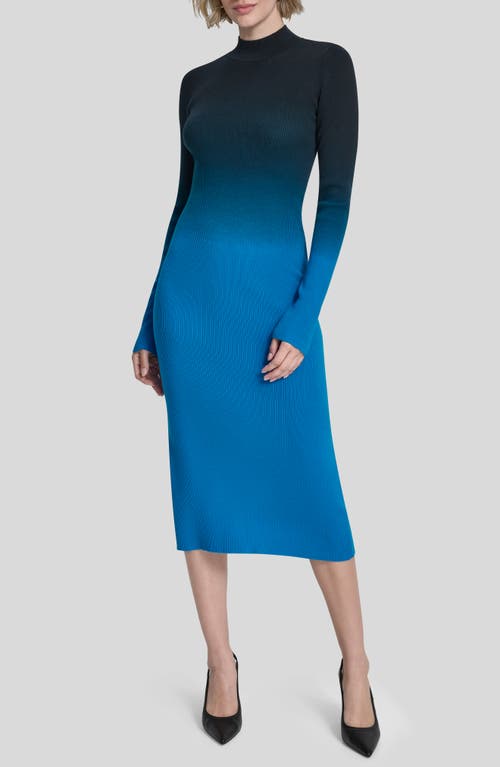 DKNY DKNY Dip Dye Long Sleeve Cotton Blend Body-Con Dress