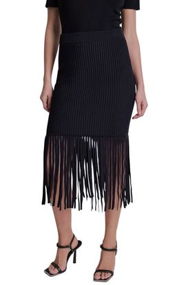 DKNY DKNY Fringe Rib Midi Skirt